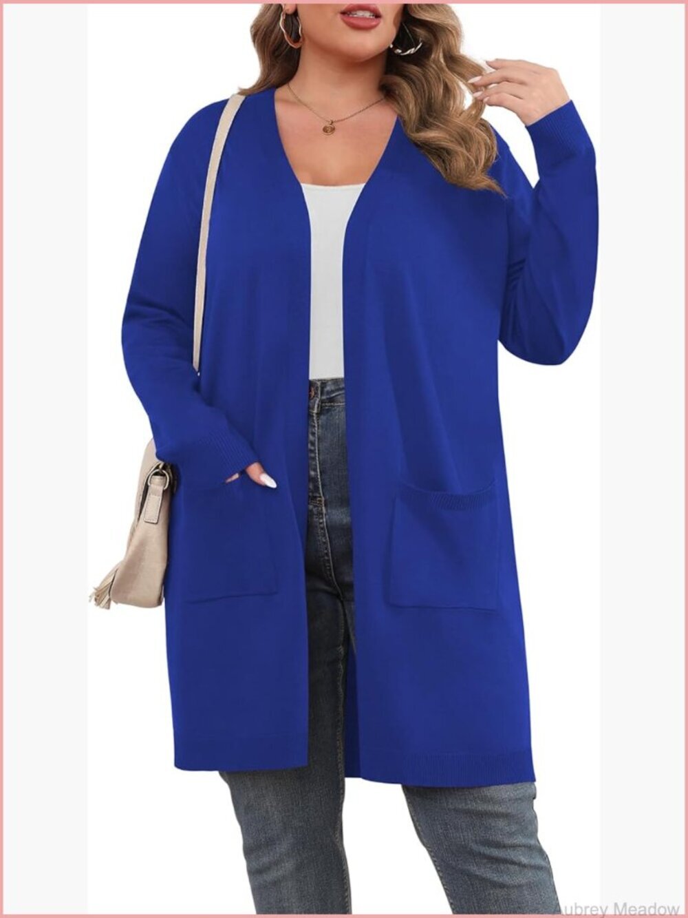 Plus Size Cardigan Long Sleeve Lightweight Soft Open Front Knit Sweater with